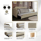 Lit de repos double en lin Elegance avec lit gigogne