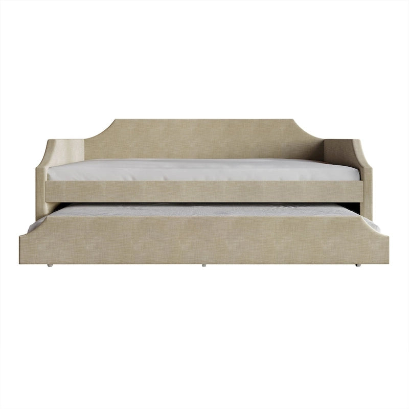 Lit de repos double en lin Elegance avec lit gigogne