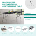 Table pliante Table pliable Table portative Table pliante multifonctionnelle en résine rectangulaire pour le camping en extérieur