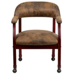 Fauteuil de conférence avec garniture cloutée et roulettes