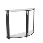 Console semi-circulaire de 101,6 cm avec plateau en pierre frittée pour entrée – 100,08 x 77,98 cm