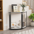 Console semi-circulaire de 101,6 cm avec plateau en pierre frittée pour entrée – 100,08 x 77,98 cm