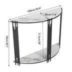 Console semi-circulaire de 101,6 cm avec plateau en pierre frittée pour entrée – 100,08 x 77,98 cm