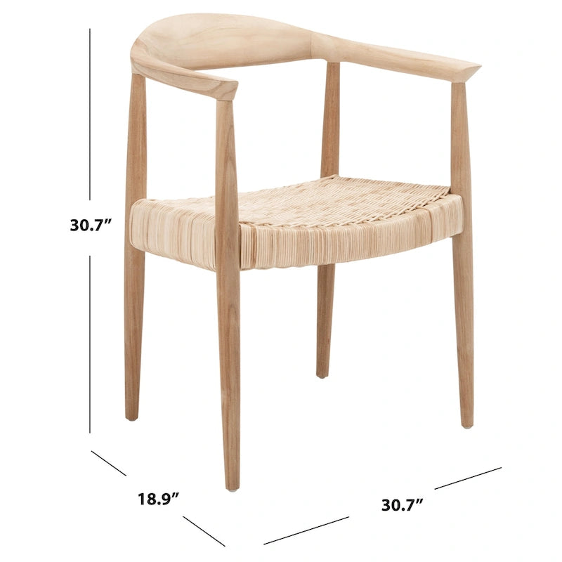 Fauteuil d'appoint en rotin et corde Mid-Century – 24,8 larg. x 18,9 prof. x 30,7 haut.