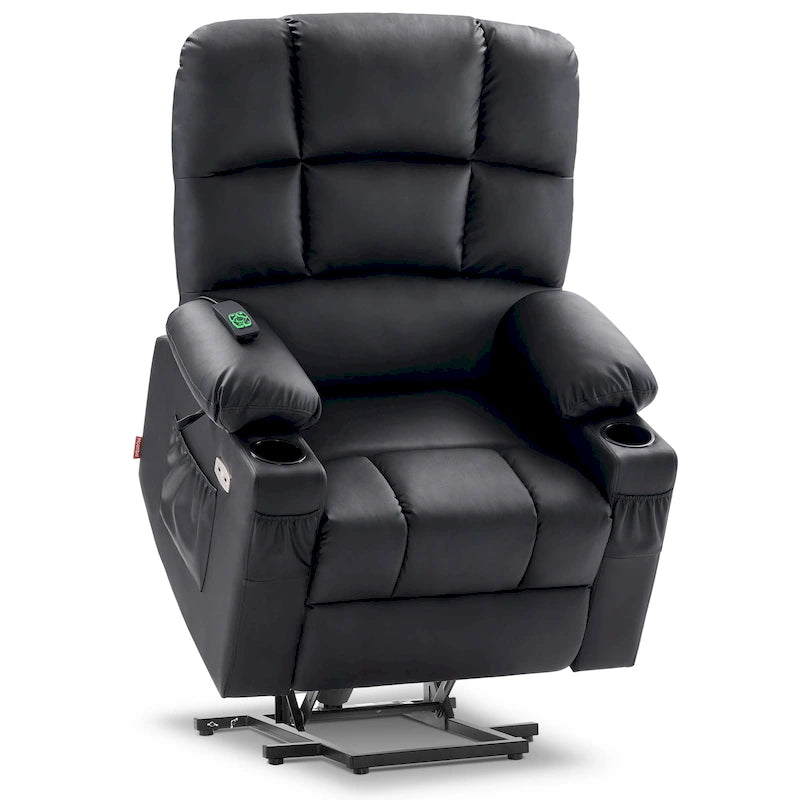 Fauteuil inclinable électrique double moteur avec massage et chauffage, en similicuir