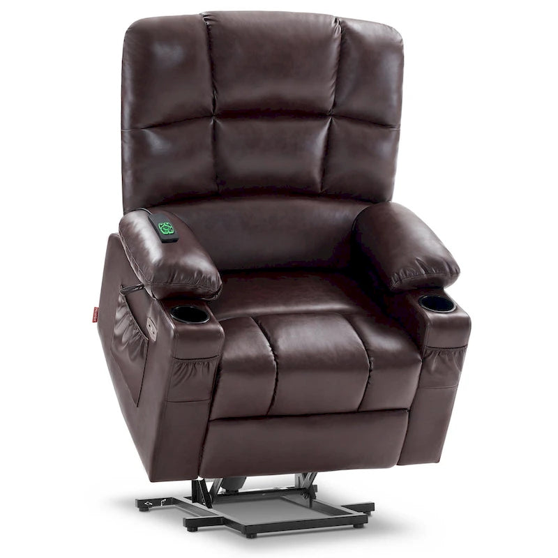 Fauteuil inclinable électrique double moteur avec massage et chauffage, en similicuir
