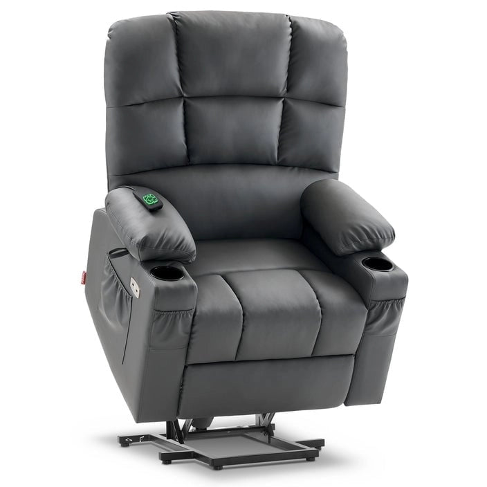 Fauteuil inclinable électrique double moteur avec massage et chauffage, en similicuir