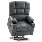 Fauteuil inclinable électrique double moteur avec massage et chauffage, en similicuir