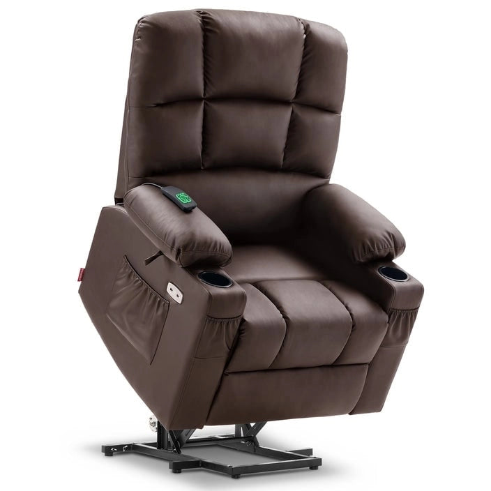 Fauteuil inclinable électrique double moteur avec massage et chauffage, en similicuir