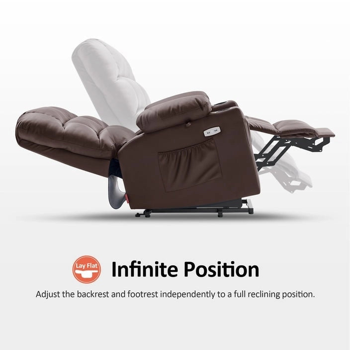 Fauteuil inclinable électrique double moteur avec massage et chauffage, en similicuir
