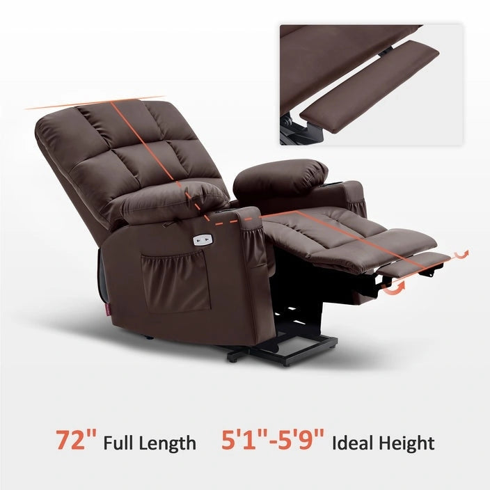 Fauteuil inclinable électrique double moteur avec massage et chauffage, en similicuir