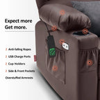 Fauteuil inclinable électrique double moteur avec massage et chauffage, en similicuir