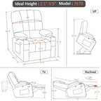 Fauteuil inclinable électrique double moteur avec massage et chauffage, en similicuir