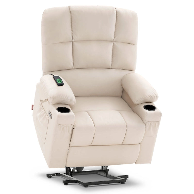 Fauteuil inclinable électrique double moteur avec massage et chauffage, en similicuir