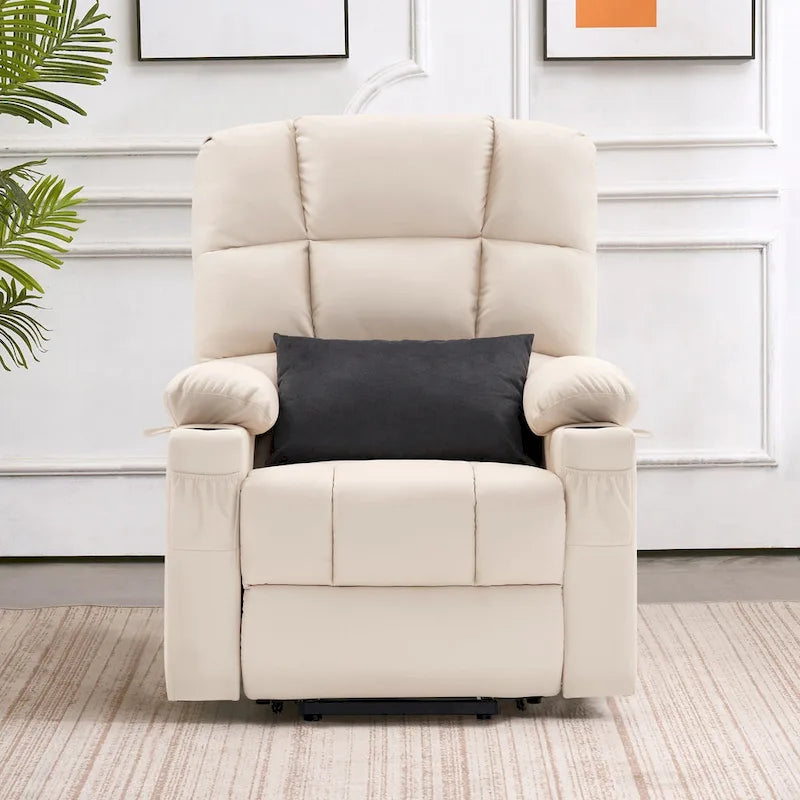 Fauteuil inclinable électrique double moteur avec massage et chauffage, en similicuir