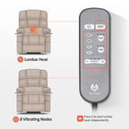 Fauteuil inclinable électrique double moteur avec massage et chauffage, en similicuir