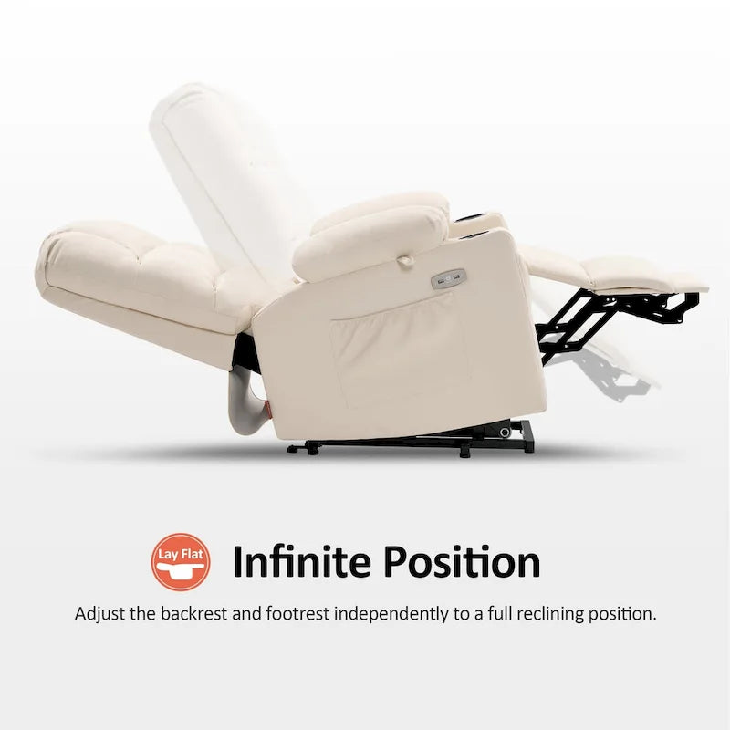 Fauteuil inclinable électrique double moteur avec massage et chauffage, en similicuir