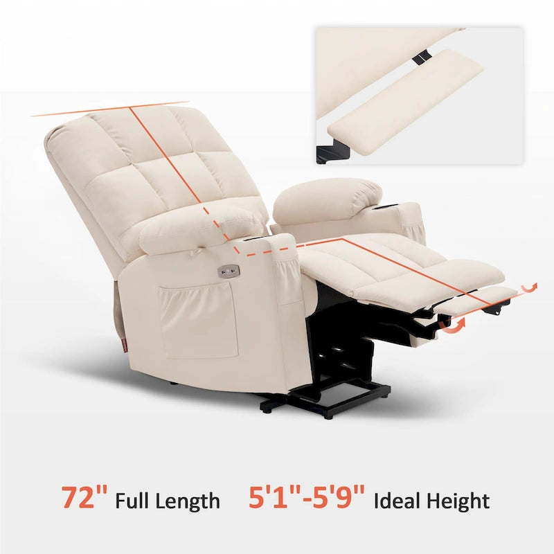 Fauteuil inclinable électrique double moteur avec massage et chauffage, en similicuir