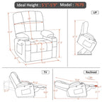 Fauteuil inclinable électrique double moteur avec massage et chauffage, en similicuir