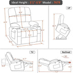 Fauteuil inclinable électrique double moteur avec massage et chauffage, en similicuir