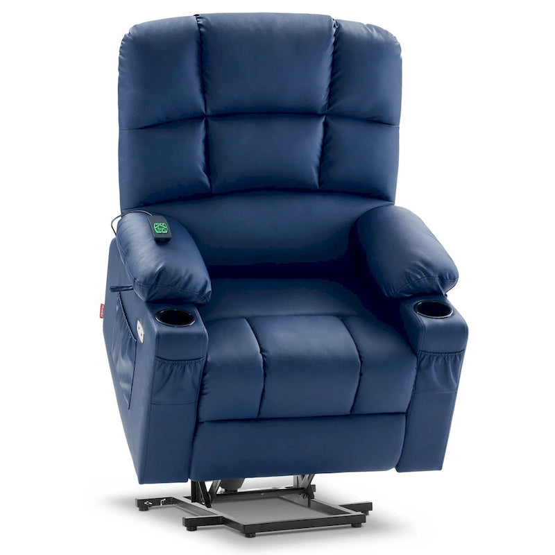 Fauteuil inclinable électrique double moteur avec massage et chauffage, en similicuir