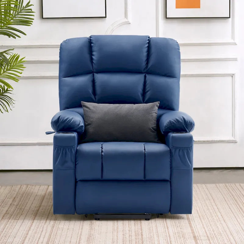 Fauteuil inclinable électrique double moteur avec massage et chauffage, en similicuir