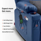 Fauteuil inclinable électrique double moteur avec massage et chauffage, en similicuir