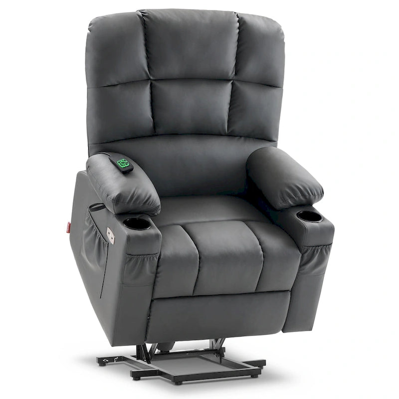 Fauteuil inclinable électrique double moteur avec massage et chauffage, en similicuir