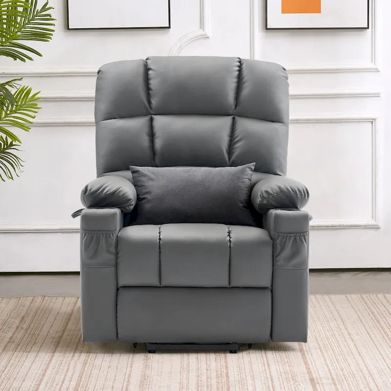 Fauteuil inclinable électrique double moteur avec massage et chauffage, en similicuir