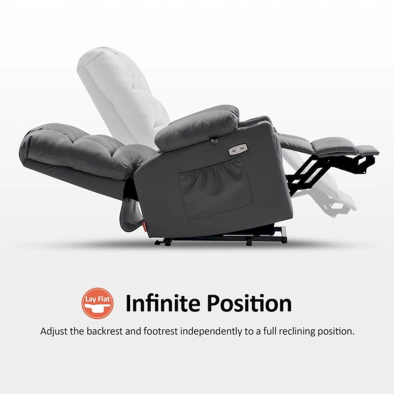 Fauteuil inclinable électrique double moteur avec massage et chauffage, en similicuir