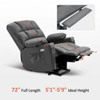 Fauteuil inclinable électrique double moteur avec massage et chauffage, en similicuir