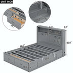 Lit plateforme hydraulique Queen en bois avec rangement et tête de lit LED