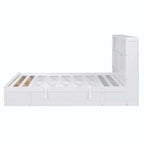 Lit plateforme hydraulique Queen en bois avec rangement et tête de lit LED