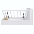 Lit plateforme hydraulique Queen en bois avec rangement et tête de lit LED
