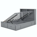 Lit plateforme hydraulique Queen en bois avec rangement et tête de lit LED