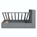 Lit plateforme hydraulique Queen en bois avec rangement et tête de lit LED