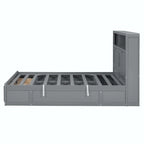 Lit plateforme hydraulique Queen en bois avec rangement et tête de lit LED