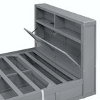 Lit plateforme hydraulique Queen en bois avec rangement et tête de lit LED