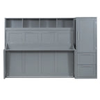 Lit escamotable Queen Size avec armoire et tiroirs, Gris