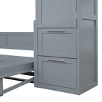 Lit escamotable Queen Size avec armoire et tiroirs, Gris