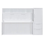 Lit escamotable Queen Size avec armoire et tiroirs, Gris