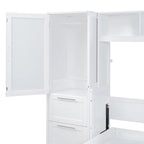 Lit escamotable Queen Size avec armoire et tiroirs, Gris