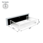 Lit plateforme rembourré en bouclette Queen Size avec tiroirs, ivoire