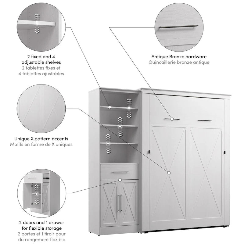 Lit escamotable double avec armoire-penderie (88W)