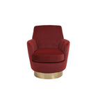 Fauteuil pivotant en velours, Fauteuil pivotant d'appoint, Fauteuil de lecture, Fauteuil rond avec piètement en acier inoxydable doré