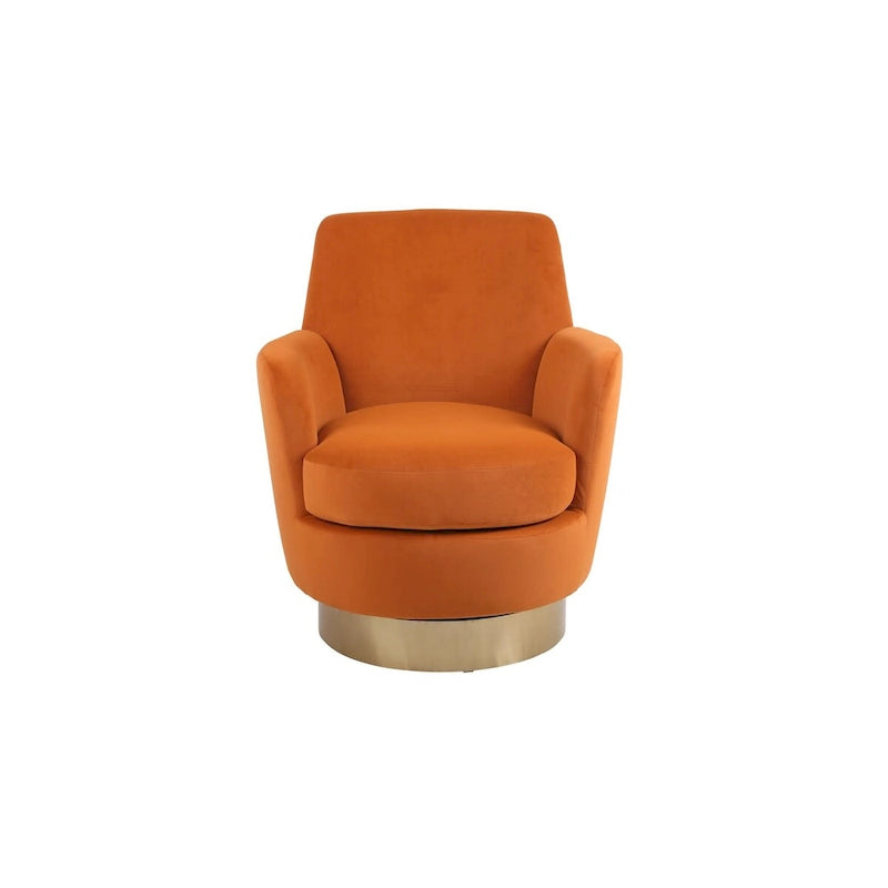 Fauteuil pivotant en velours, Fauteuil pivotant d'appoint, Fauteuil de lecture, Fauteuil rond avec piètement en acier inoxydable doré