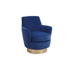 Fauteuil pivotant en velours, Fauteuil pivotant d'appoint, Fauteuil de lecture, Fauteuil rond avec piètement en acier inoxydable doré