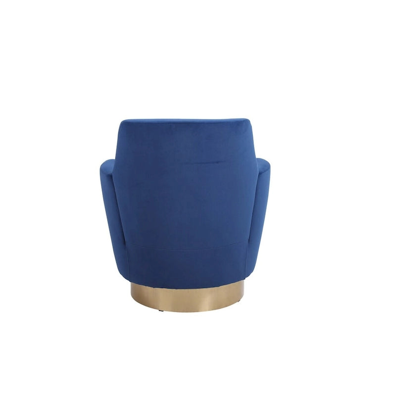 Fauteuil pivotant en velours, Fauteuil pivotant d'appoint, Fauteuil de lecture, Fauteuil rond avec piètement en acier inoxydable doré