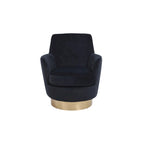 Fauteuil pivotant en velours, Fauteuil pivotant d'appoint, Fauteuil de lecture, Fauteuil rond avec piètement en acier inoxydable doré