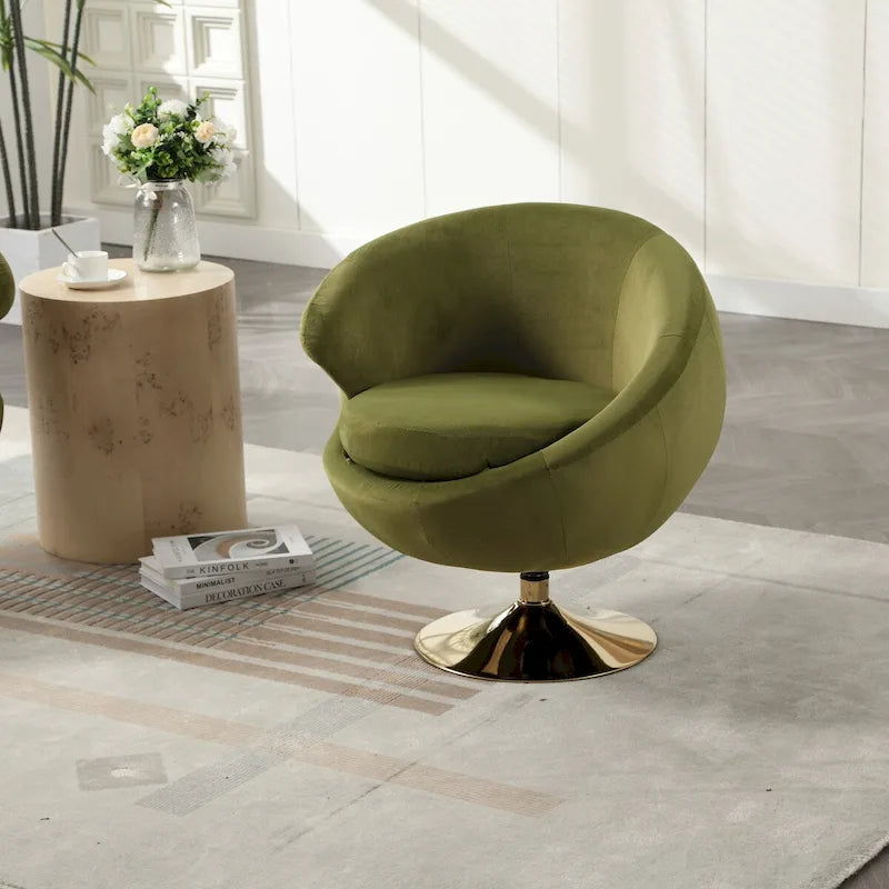 Fauteuil d'appoint pivotant à 360 degrés en velours
